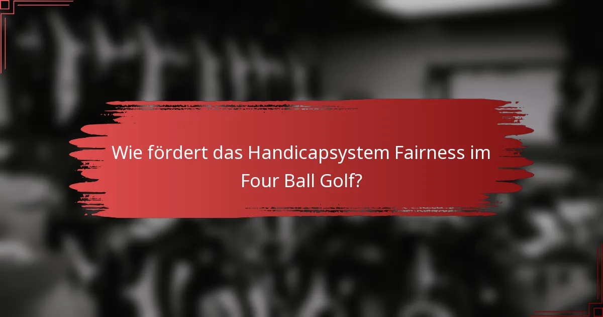 Wie fördert das Handicapsystem Fairness im Four Ball Golf?