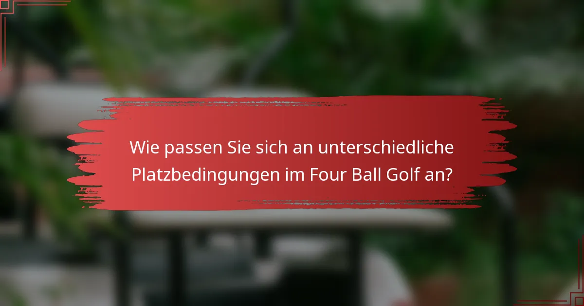 Wie passen Sie sich an unterschiedliche Platzbedingungen im Four Ball Golf an?